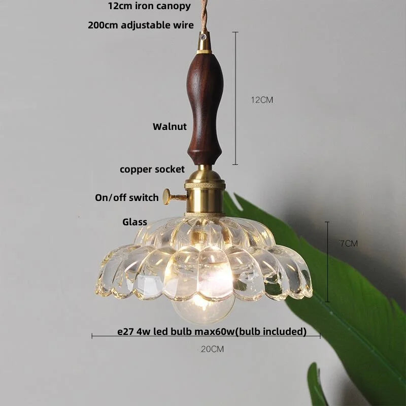 DecorBites™ Amber Flower Glass LED Pendant Lights for Home Decor