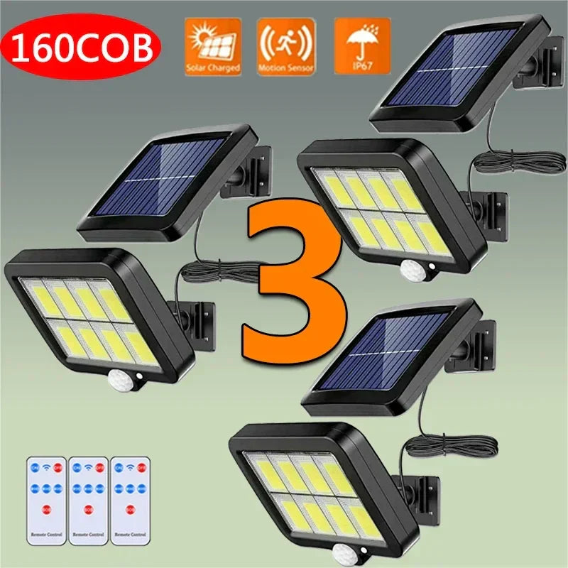 DecorBites™ 160COB Solar Outdoor Wall Lights Motion Sensor Remote Control Garden Street