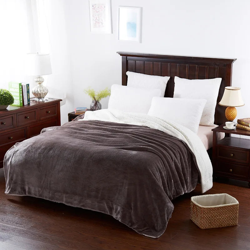DecorBites™ Cozy Lambswool Flannel Blanket for Sofa, Office, and Bed