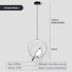 Rotatable Magpie Bird Metal Pendant Light in Gold or Silver