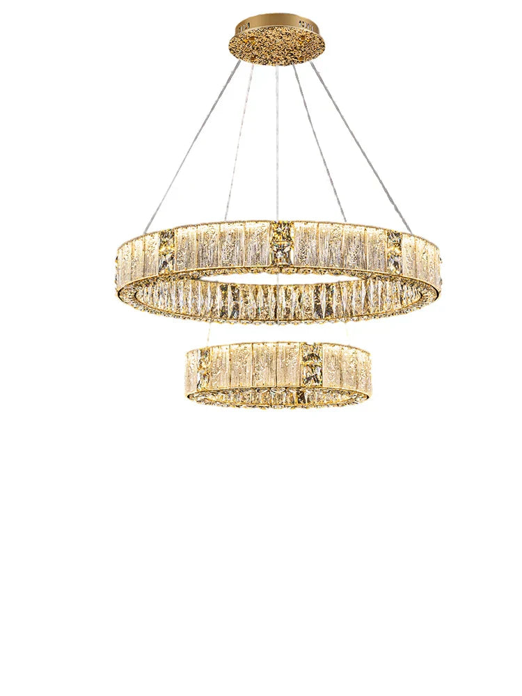 DecorBites™ Crystal Glass Chandelier: Big Round Luxury LED Ceiling Hanging Lamps for Home Decor.