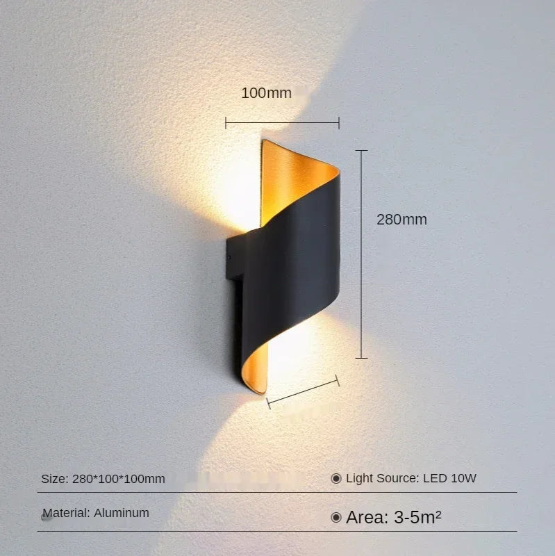 DecorBites™ Aluminum Outdoor Wall Lamp with Spiral Up and Down Light