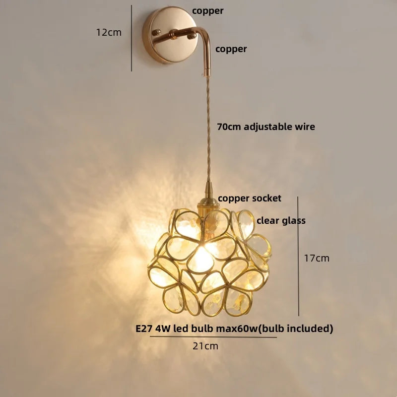مصابيح جدارية LED من DecorBites™ بزجاج شفاف ومصباح سرير قابل للتعديل على الطراز الاسكندنافي الحديث