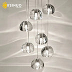 Crystal Ball Staircase Pendant Light in Brushed Stainless