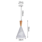 Nordic White Iron Pendant Light With Wood Accent