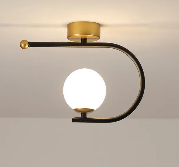 DecorBites™ مصباح سقف LED زجاجي ذهبي، ديكور منزلي بسيط لغرفة المعيشة وغرفة النوم