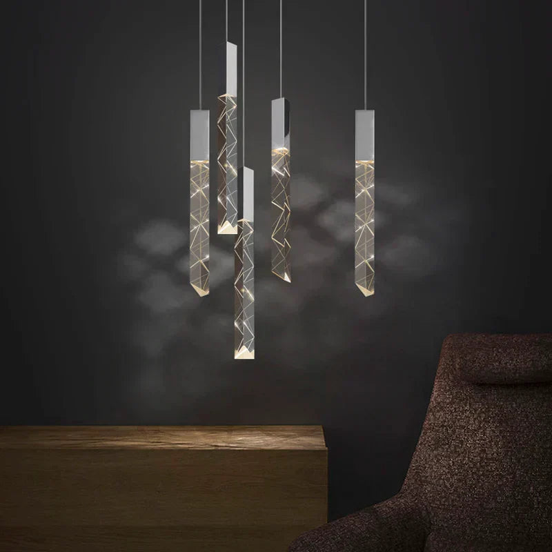ثريا كريستال ذهبية على شكل درَج من DecorBites™ إضاءة LED متدلية فاخرة إضاءة داخلية فاخرة
