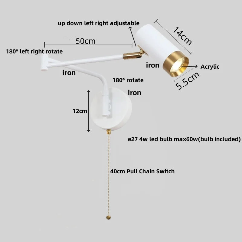 DecorBites™ مصباح حائط LED أكريليك حديد حديث قابل للدوران باللون الأسود إضاءة سلم