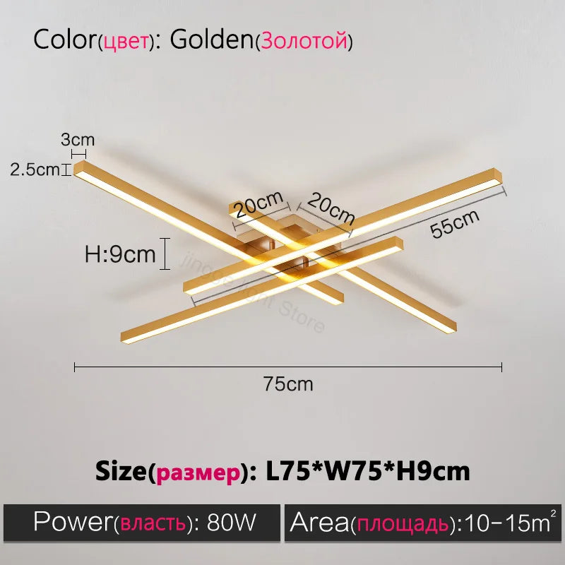 DecorBites™ Black Chandelier LED Ceiling Lamp: Nordic Minimalist Square Living Room & Bedroom Lights