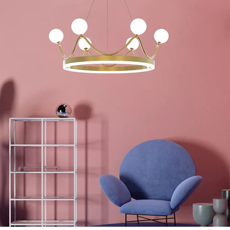 DecorBites™ Crown Design Gold Chandelier for Living Room Kids Bedroom