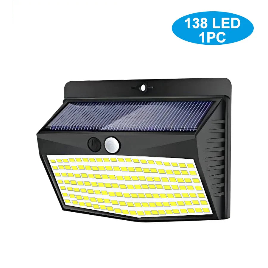 DecorBites™ 138 LED Solar Wall Lamp Security Motion Sensor 3 Modes Fence Yard Deck