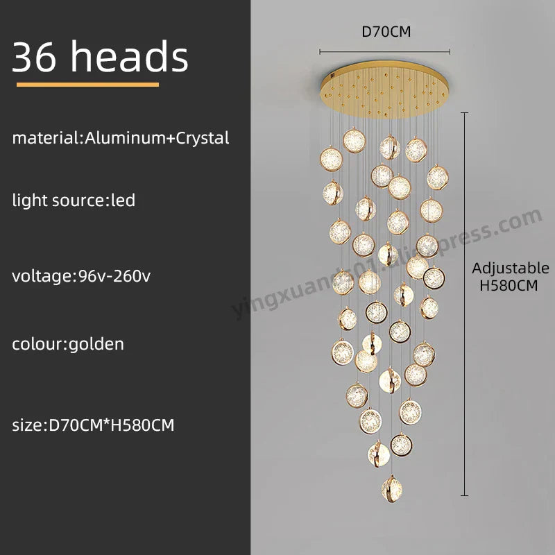 DecorBites™ Crystal Ball LED Rotating Stair Chandelier - Nordic Luxury Loft Bubble Design