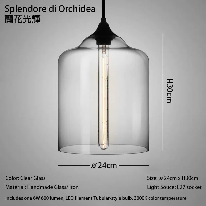 Handmade Glass Nordic Pendant Light With Chrome Finish
