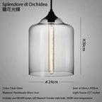 Handmade Glass Nordic Pendant Light With Chrome Finish