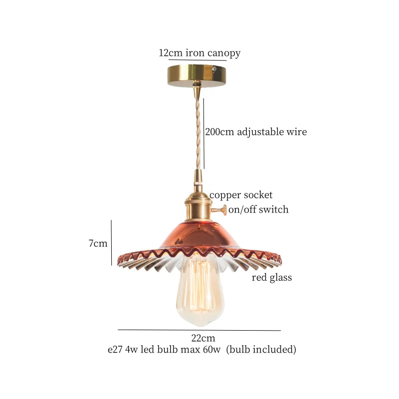 DecorBites™ Green Brass Glass LED Pendant Light for Kitchen Cafe Bar Loft Decoration