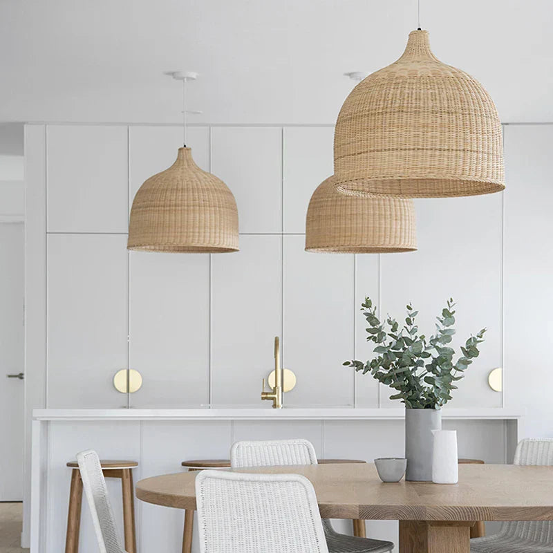 DecorBites™ Bamboo Weaving LED Pendant Lights for Home Decor and Dining Room