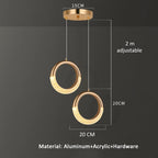 Modern Ring Pendant Light in Acrylic and Plated Metal