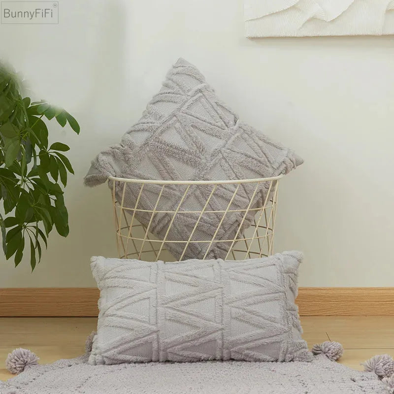 DecorBites™ Embroidered Diamond Cushion Cover for Modern Living Room Decor