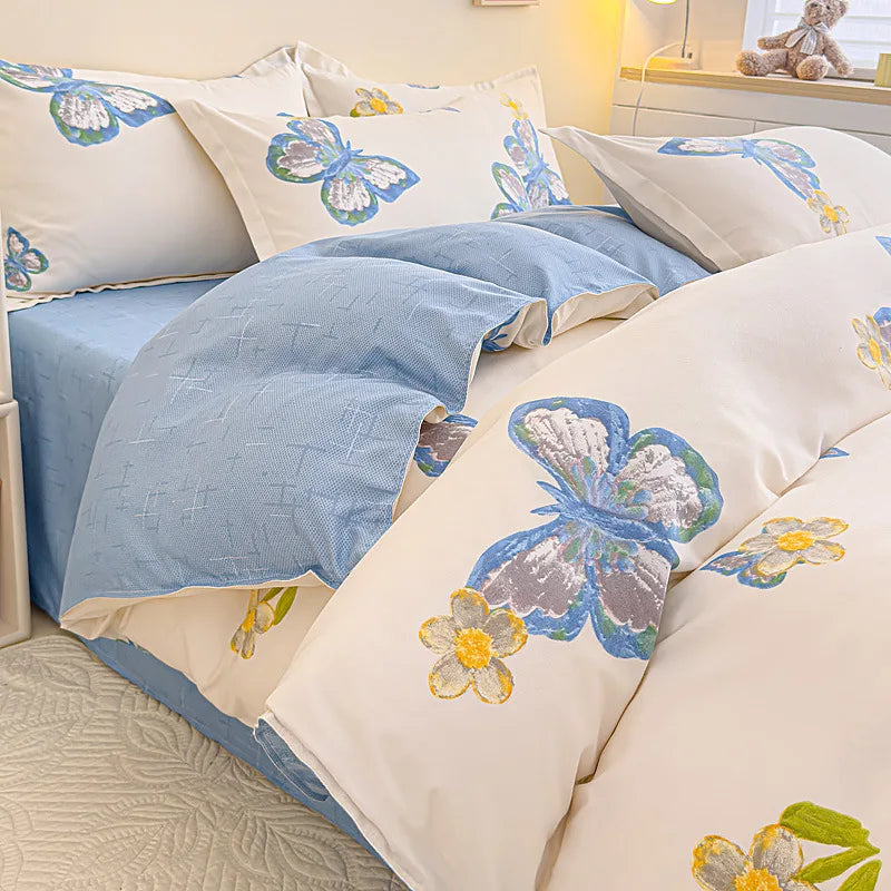 DecorBites™ Cotton Printed Bedding Set: Thick & Cozy Single Bedclothes for Adults & Kids