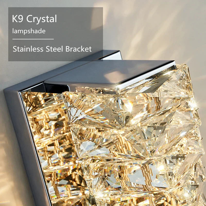 DecorBites™ Crystal Wall Sconce: Elegant Bedroom & Living Room LED Wall Lamp