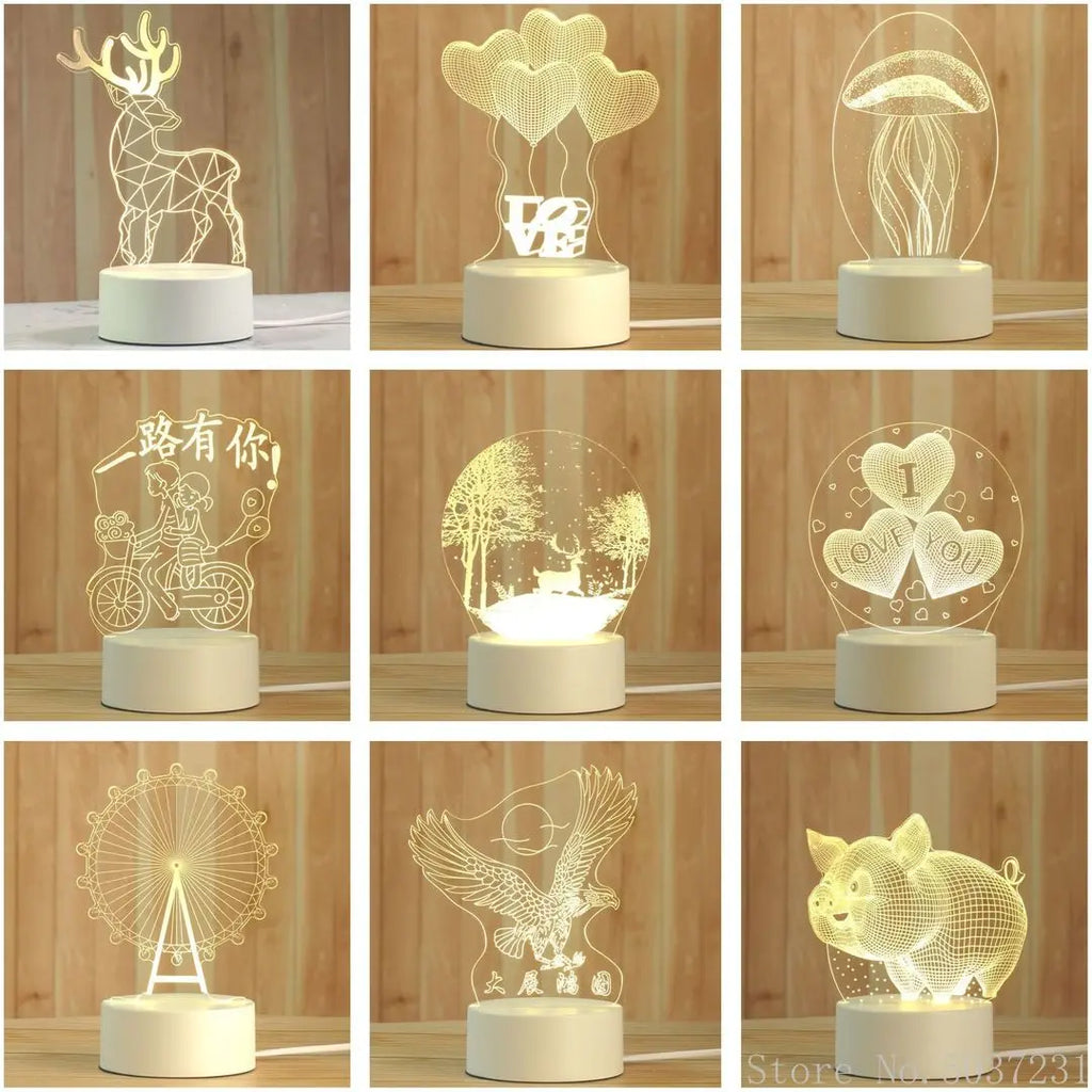 DecorBites™ 3D Acrylic Night Lamp | Boys Girls Gift Decor Bedroom Table Light