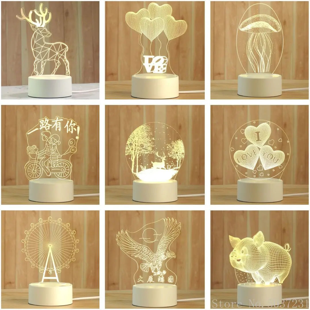 DecorBites™ 3D Acrylic Night Lamp | Boys Girls Gift Decor Bedroom Table Light