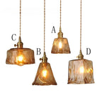 Retro Amber Glass Japanese-Style Pendant Light