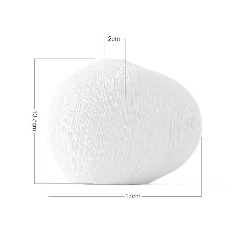 DecorBites™ Geometric Stripes Ceramic Vase with Pebbles, Flower Arrangement Accessory