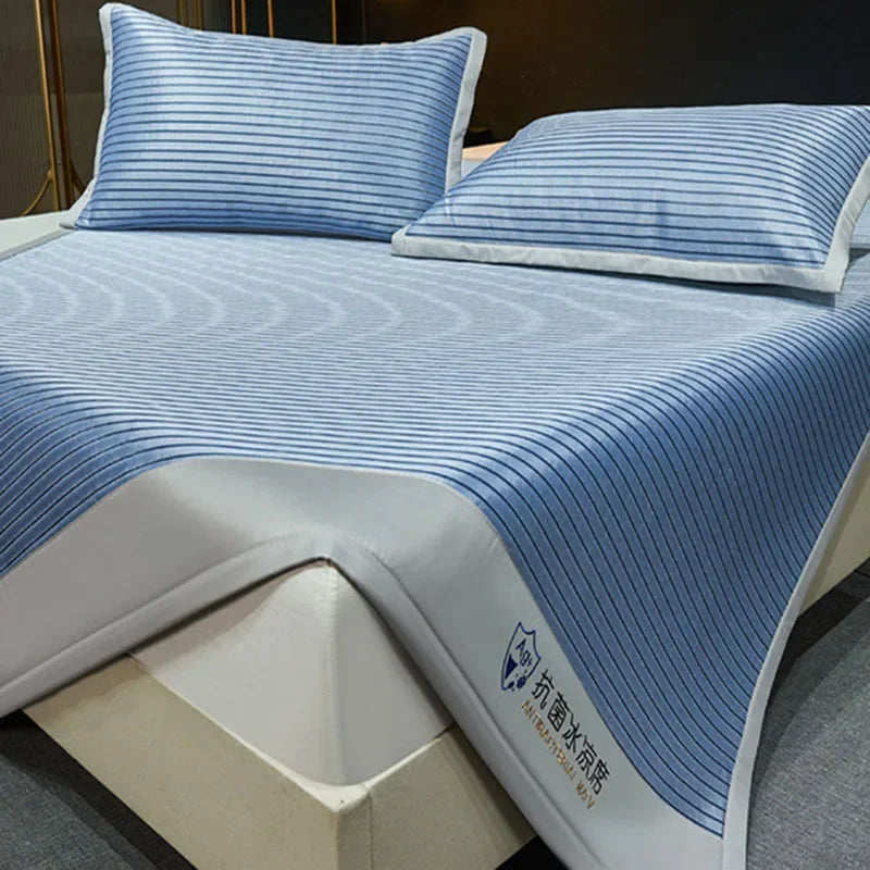 DecorBites™ Ice Silky Cooling Mat Striped Bed Cover Skin-Friendly Pad