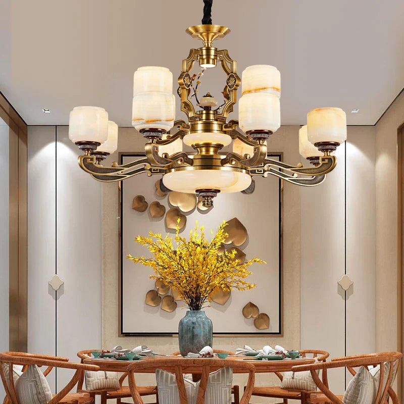 ثريا DecorBites™ Jade من سبائك الزنك لغرفة المعيشة والمطعم والردهة - تصميم صيني أنيق