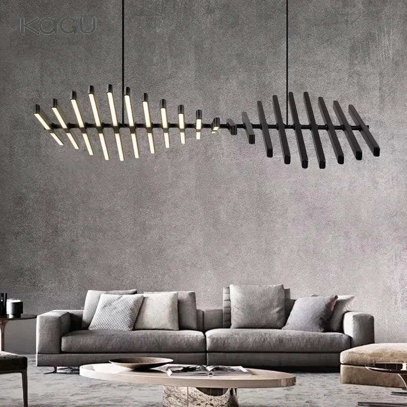 ثريا متدلية ليد بتصميم عظم السمكة DecorBites™ لديكور نورديك عصري