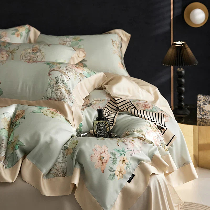 DecorBites™ Eucalyptus Fiber Bedding Set: Duvet Cover, Bed Sheet, Fitted Sheet, Pillowcases
