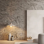 Japanese Wabi-Sabi Cream Wood Pendant Light