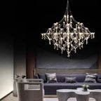 Italian Minimalist Crystal Pendant Light in Silver or Gold