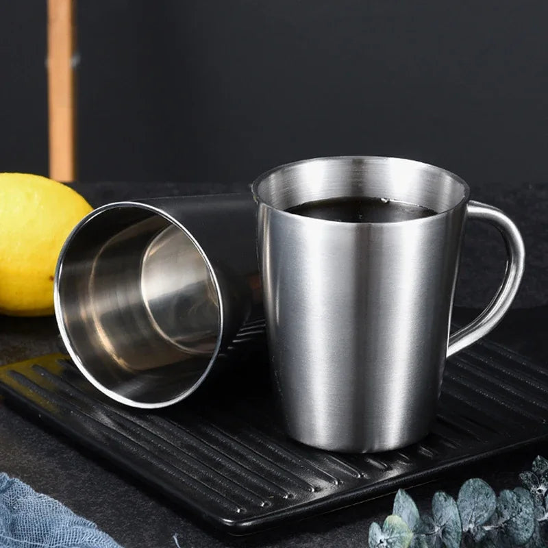 DecorBites™ Double-Layer Stainless Steel Thermal Mug with Handle for Coffee and Beer