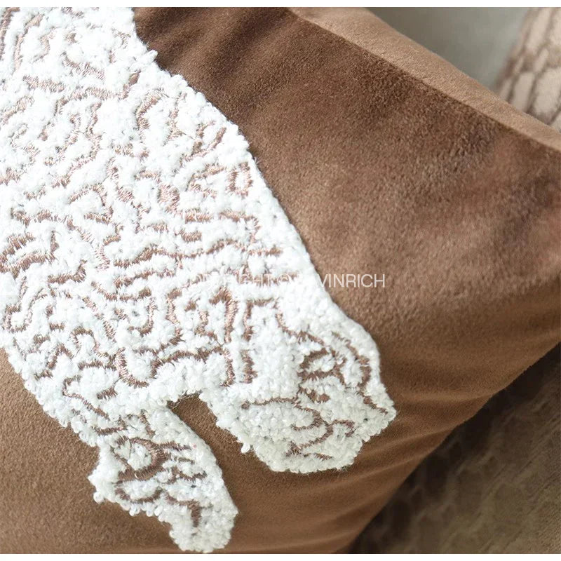 DecorBites™ Convex Rings Geometry Jacquard Pillowcase Cappuccino Luxury Cushion Cover