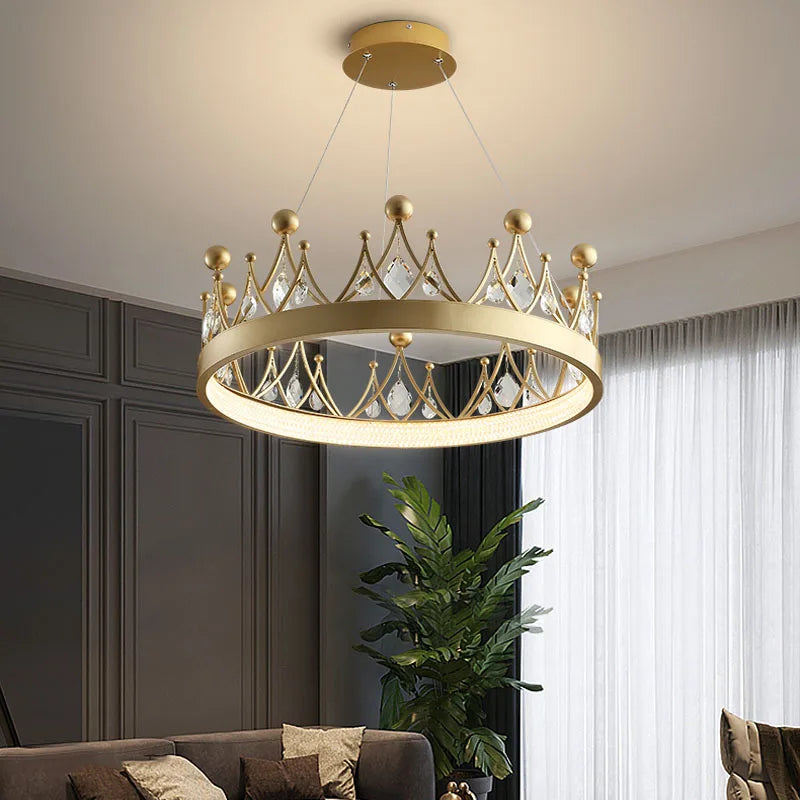 DecorBites™ Crown Crystal Chandelier Pendant Light for Bedroom and Living Room Decor