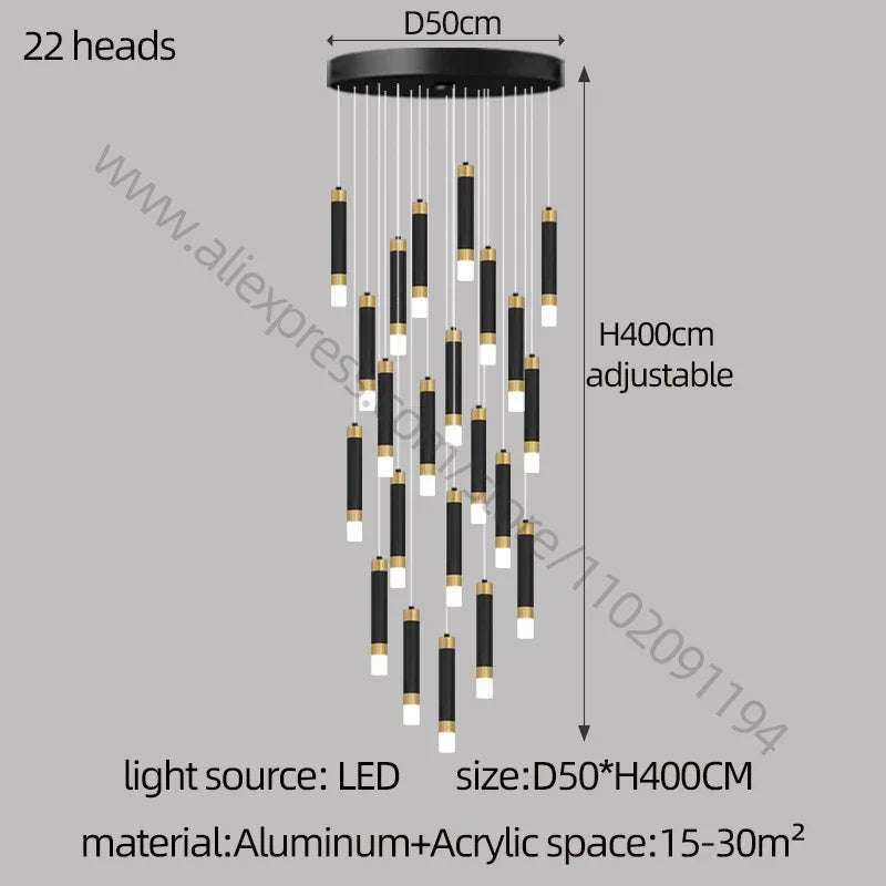 ثريا LED من DecorBites™: إضاءة فاخرة حديثة بتصميم نورديك من الأكريليك لديكور المنزل