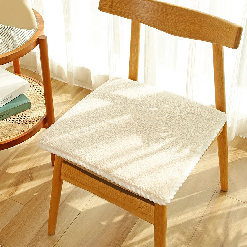 DecorBites™ Cozy Lamb's Wool Chair Cushion for Autumn Winter Comfort