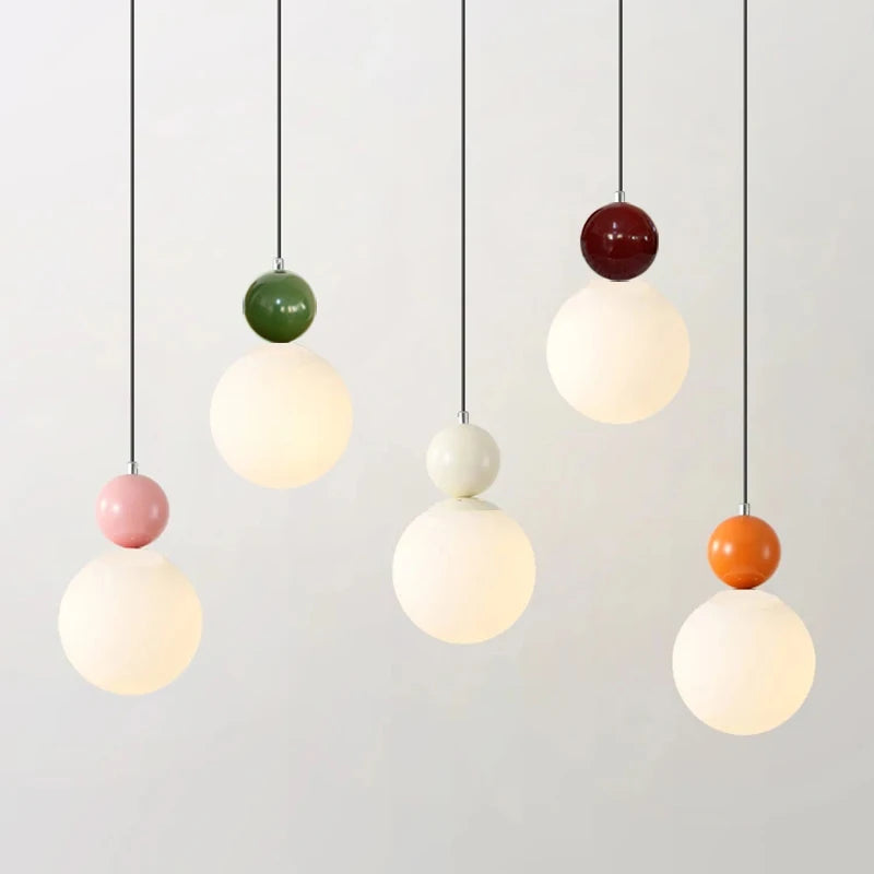 European White Glass Globe Pendant Light