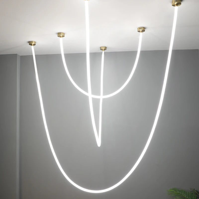 Nordic Linear Metal Pendant Light in Black or Gold