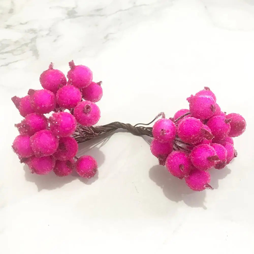 DecorBites™ 200pcs Mixed Rose Red Flower Cherry Stamen Berries Bundle for DIY Decor