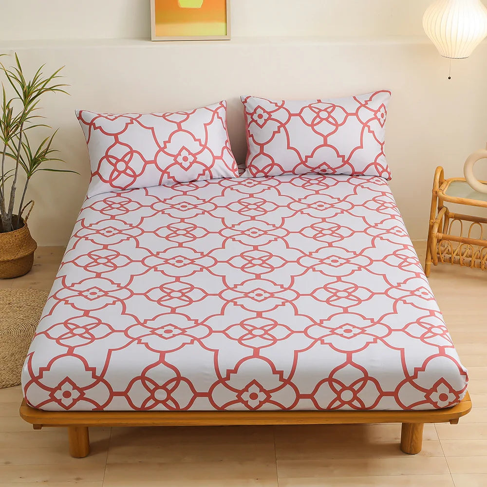 طقم ملاءات جولدن فيذر من DecorBites™: ملاءة مُجهزة ومخدتان، مفرش سرير لجميع الفصول