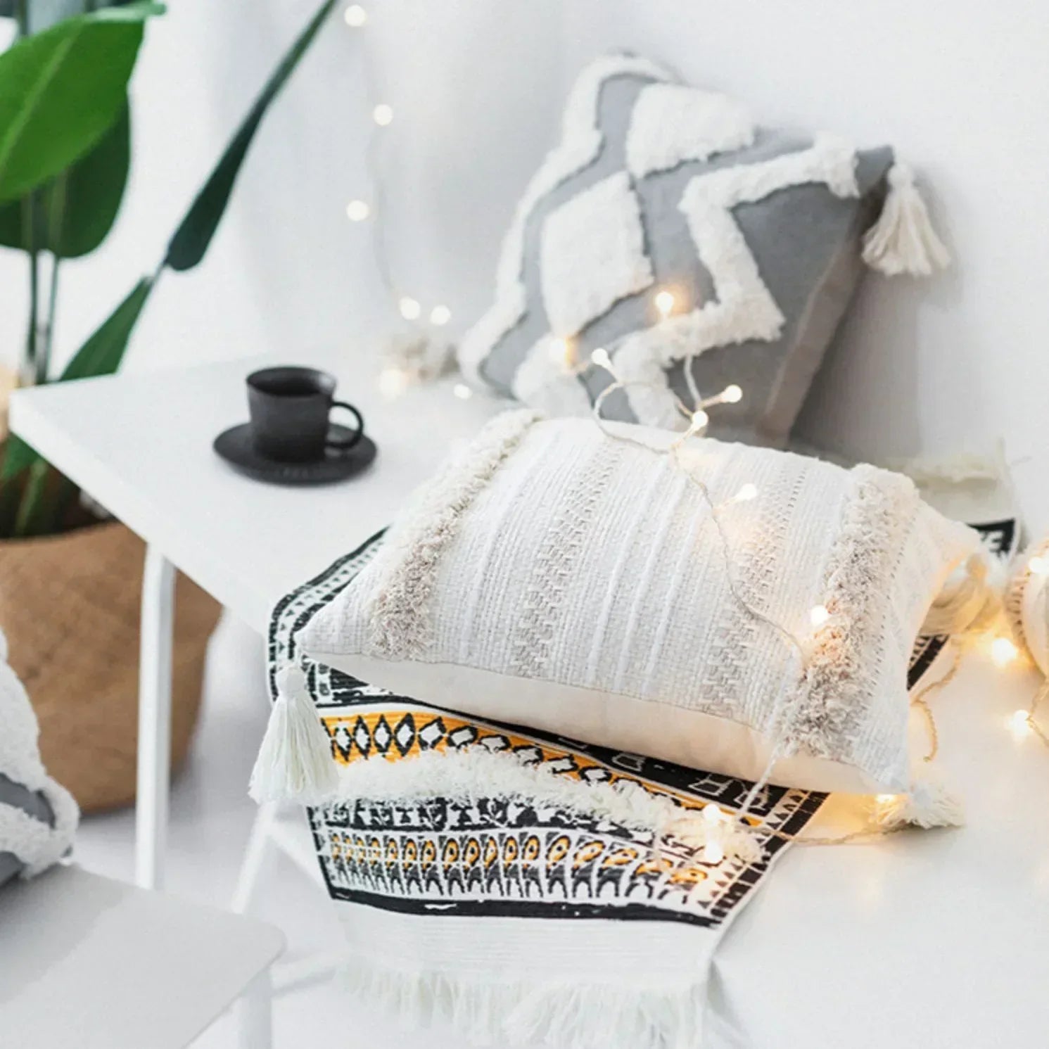DecorBites™ غطاء وسادة بتصميم شرابات من الدانتيل ومزخرف لكرسي المكتب/الأريكة