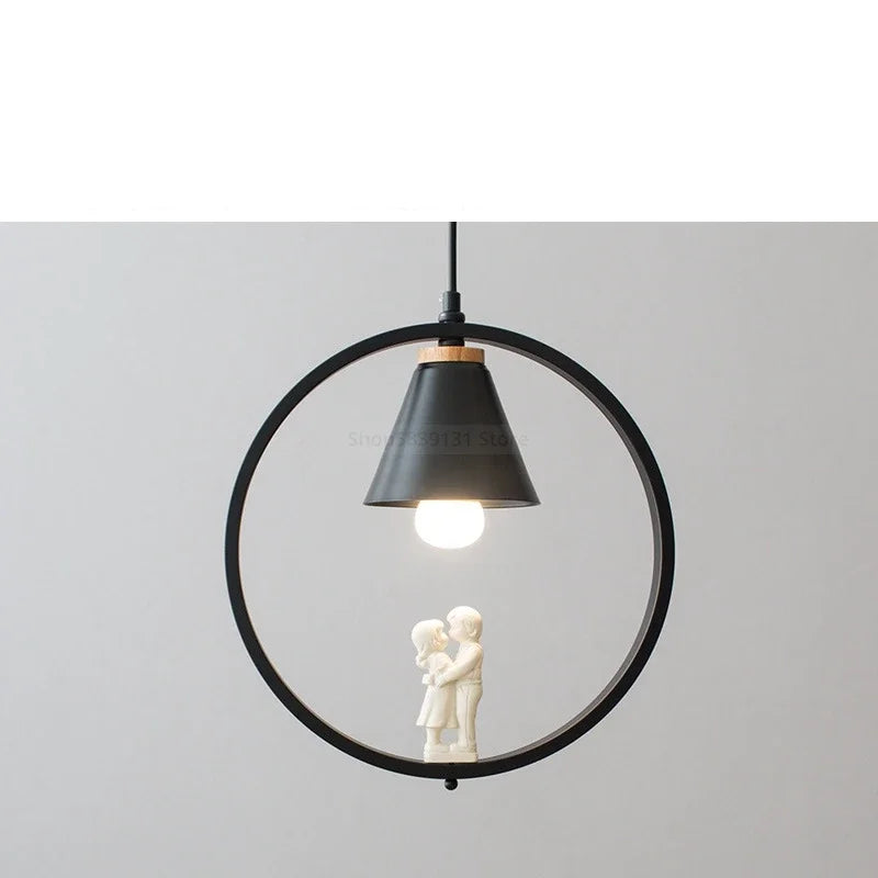 DecorBites™ Iron Ring Pendant Lights Children Bedroom Hanging Lamps LED Bird Fixtures