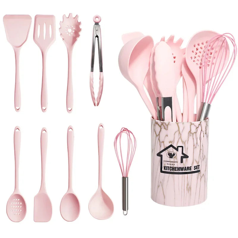 DecorBites™ 18Pcs Silicone Kitchen Utensils Turner Spatula Measuring Spoon Cooking Tool Set