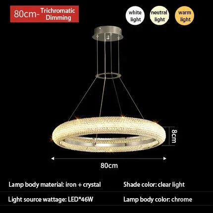 DecorBites™ Elegant Chrome Crystal Chandelier for Dining Room Living Room Bedroom Hallway