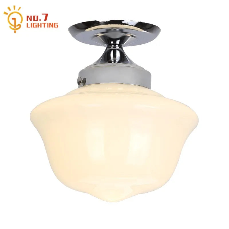 DecorBites™ Cream Glass Pendant Lights LED E27 Retro Hanging Lamp for Bedroom, Kitchen, Restaurant