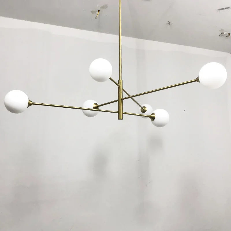DecorBites™ Glass Brass Chandelier: Nordic Modern Pendant Lights for Home, Living Room, Bedroom, Restaurant, Cafe