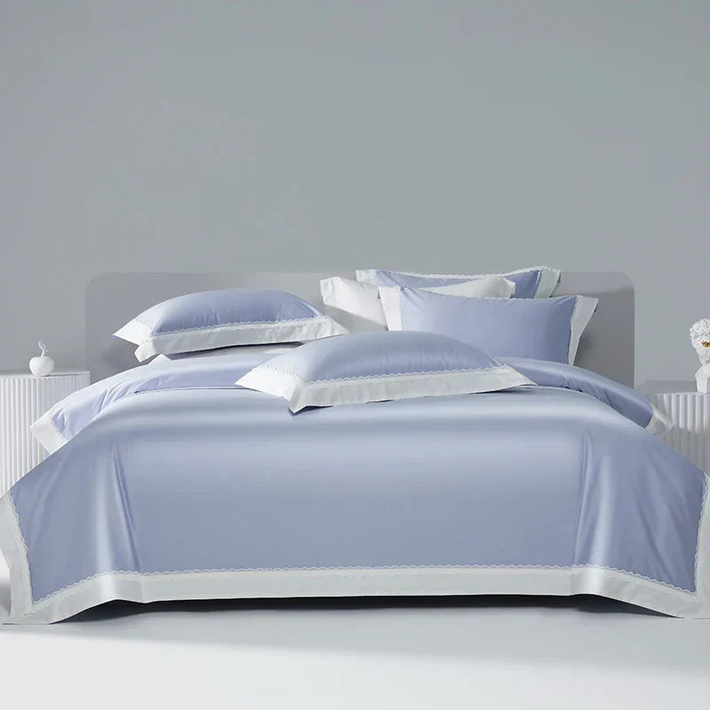 طقم مفروشات دانتيل مرقع من DecorBites™: غطاء لحاف، ملاءة، أغطية وسائد من القطن المصري 1200TC